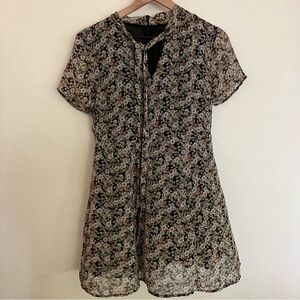 Forever 21 Floral Neck Tie Mini Flare Dress Size M